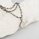 Triple Strand Grey Smoke Crystal Necklace