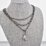 Triple Strand Grey Smoke Crystal Necklace
