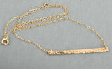 Long and skinny hammered bar necklace