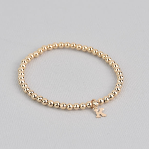 Kayla With Letter Gold Beaded Bracelet