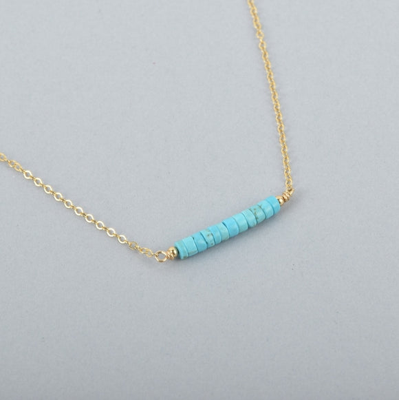 Turquoise Gemstone Bar Necklace
