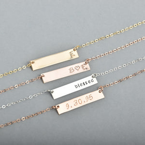 Personalized Hand-Stamped Bar Necklace