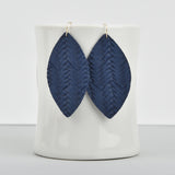 Navy Weave Leather Earrings