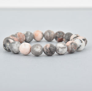 Matte Pink Zebra Jasper Bracelet