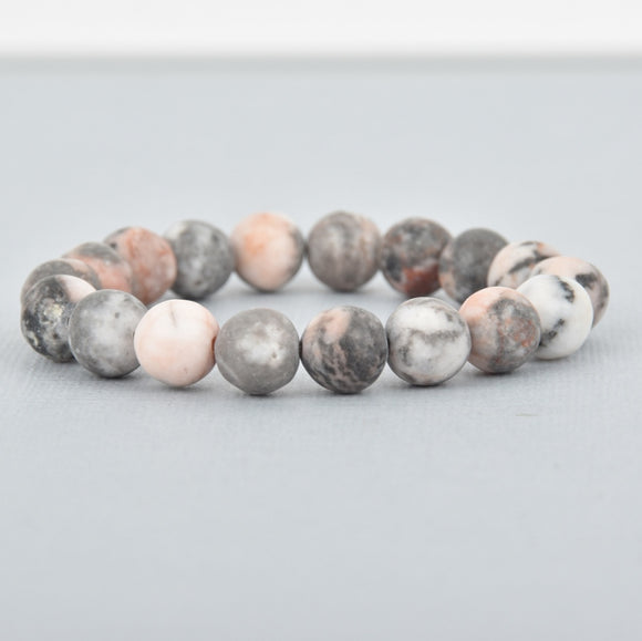 Matte Pink Zebra Jasper Bracelet