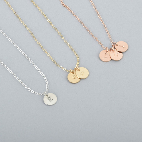 Tiny Discs Personalized Hand-Stamped Necklace