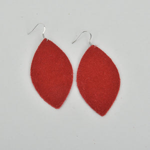 True Red Marquise Suede Earrings