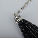 Black Crystal Tassel Necklace