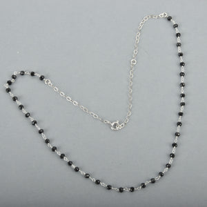 Black Spinel Rosary Chain Necklace