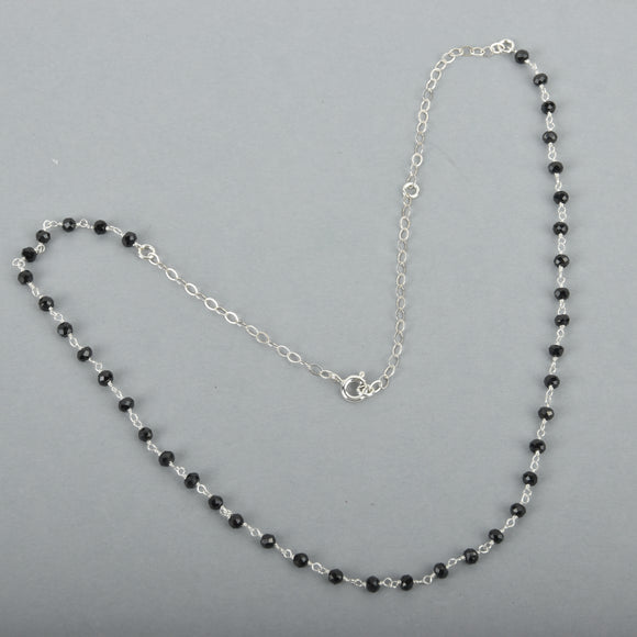 Black Spinel Rosary Chain Necklace