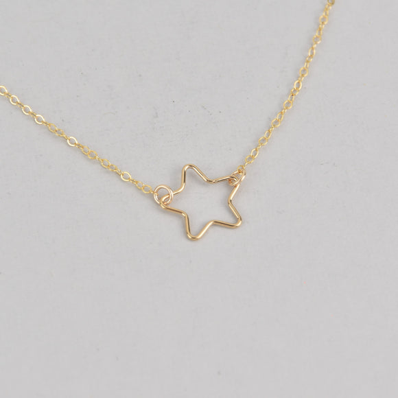 Small Gold Wire Star Necklace