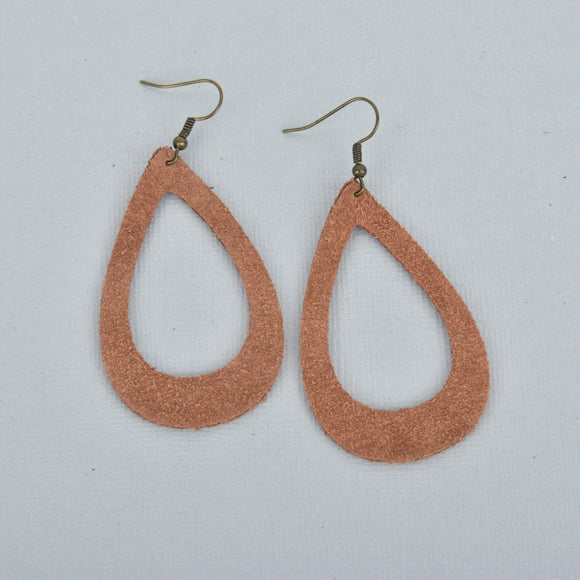 Caramel Suede Teardrop Cut-out Earrings
