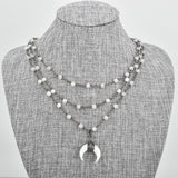 Triple Strand White Lace Agate Necklace