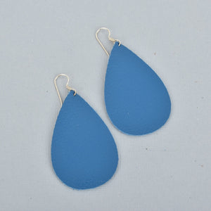 Royal Blue Leather Teardrop Earrings