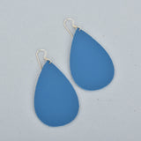 Royal Blue Leather Teardrop Earrings