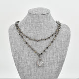 Double Wrap Grey Smoke Crystal Necklace