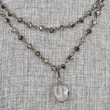 Double Wrap Grey Smoke Crystal Necklace