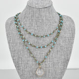 Triple Strand Blue Crystal Necklace