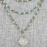 Triple Strand Blue Crystal Necklace