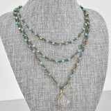 Triple Strand Blue Crystal Necklace