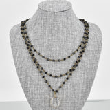 Triple Strand Black Crystal Necklace