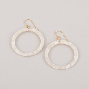 White Hoops Terrazzo Earrings