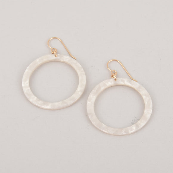 White Hoops Terrazzo Earrings