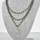 Triple Strand Black Crystal Necklace