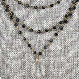 Triple Strand Black Crystal Necklace