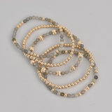 Kathryn Five Stack Gold Beaded Gemstone Bracelet