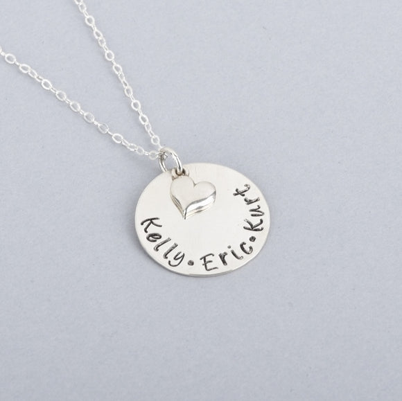 Sterling Silver hand-stamped mother's necklace