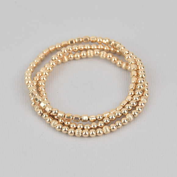 Khloe Three Stack Gold Beaded Bracelet