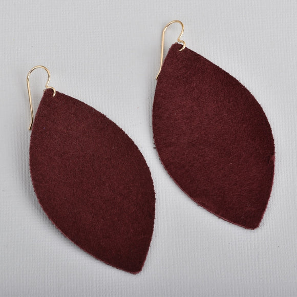 Burgundy Marquise Suede Earrings