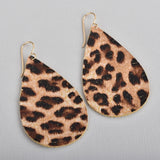 Leopard Animal Print Leather Teardrop Earrings