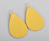Yellow Leather Teardrop Earrings