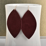 Burgundy Marquise Suede Earrings