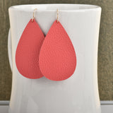 Coral Leather Earrings
