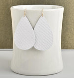 White Leather Teardrop Earrings
