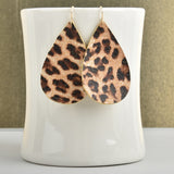 Leopard Animal Print Leather Teardrop Earrings