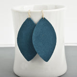 Dark Teal Marquise Suede Earrings