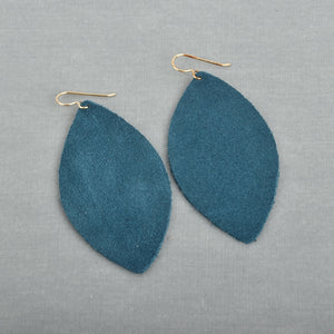 Dark Teal Marquise Suede Earrings