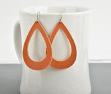 Orange Leather Teardrop Cut-out Earrings