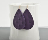 Violet Purple Leather Teardrop Earrings