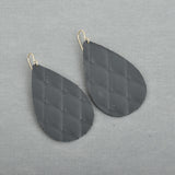 Charcoal Gray Leather Teardrop Earrings