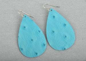 Turquoise Leather Teardrop Earrings