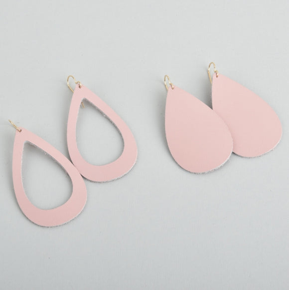 Pink Leather Earrings