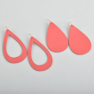Coral Leather Earrings